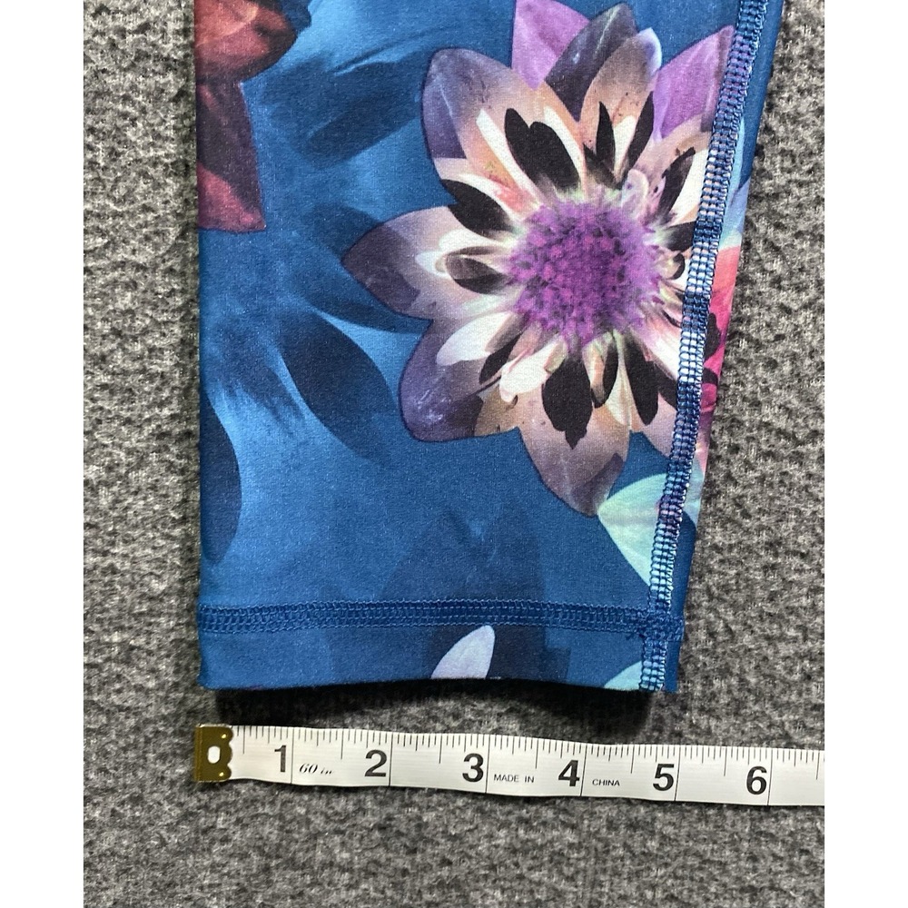 Live Love Dream Floral Leggings Women's Blue Pink Yoga Workout Pants Size L - Picture 6 of 9